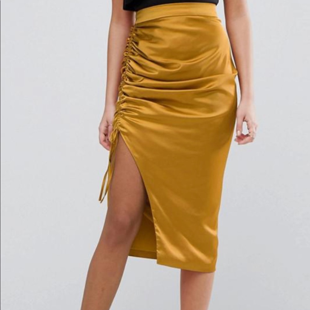Lavish Alice Gold asymmetrical midi skirt